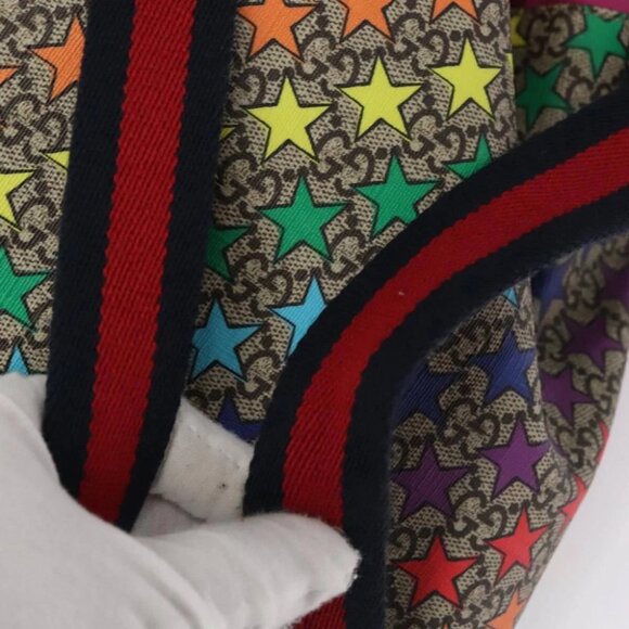 GUCCI GG Supreme Sherry Line Backpack PVC Beige Rainbow 550775 Auth 112335V - Picture 10 of 14